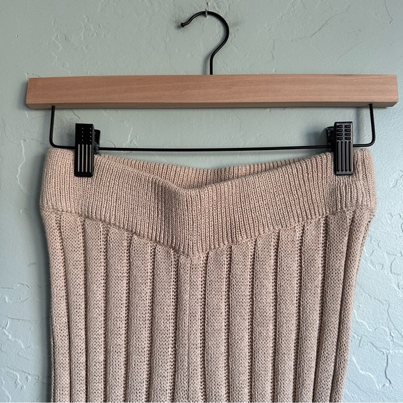 Free People Beach Ribbed Knit Flare Sweater Pants Beige XS Coastal Resortwear - Picture 4 of 7